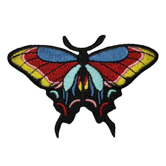 Butterfly Patch Multi Color Flying Moth Insect Embroidered Iron On Applique