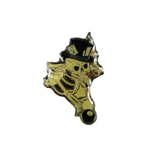 Skeleton Shooting Pool Enamel Pin Biker 8 Ball Death Bones Hat Lapel