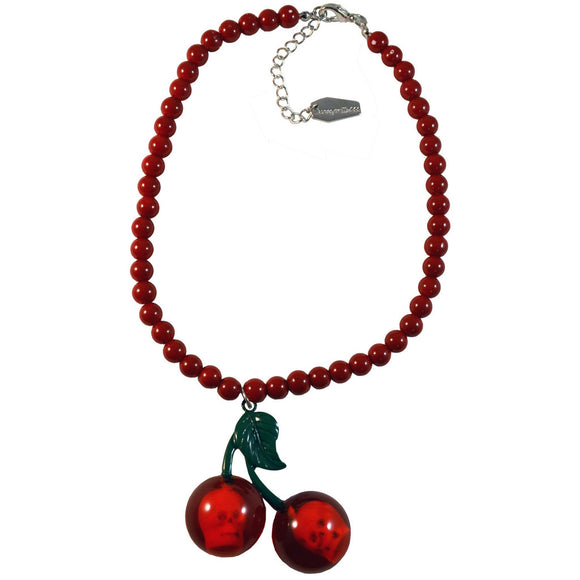 Cherry Skull Necklace With Red Bead Chain Halloween Horror Kreepsville 666