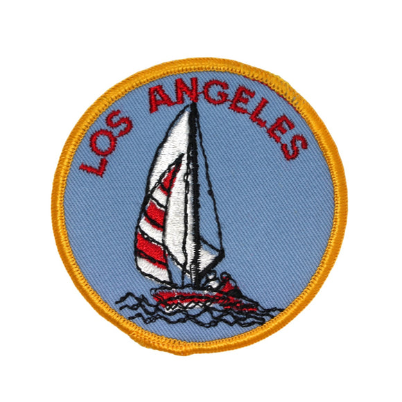 Los Angeles California Sailboat Patch Travel Badge Embroidered Iron On Applique