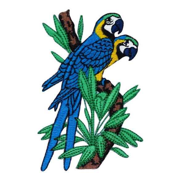 Colorful Macaw Parrots Patch Tropical Bird Jungle Embroidered Iron On Applique