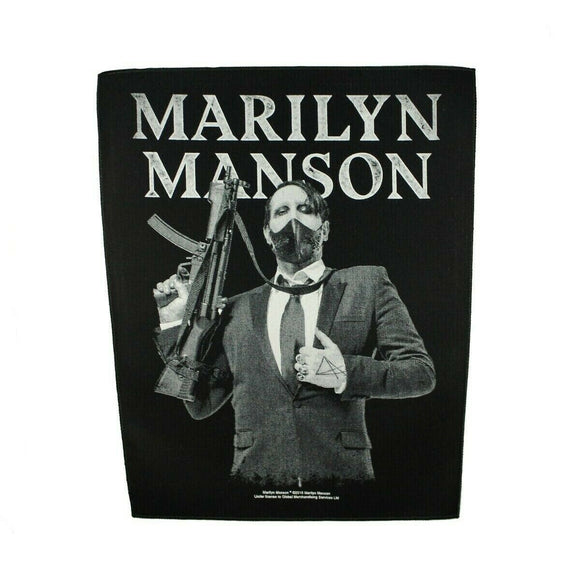 XLG Marilyn Manson Machine Gun Back Patch Shock Metal Jacket Sew On Applique