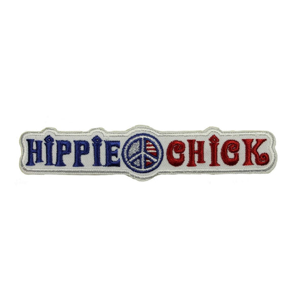 Hippie Chick Patch Peace Girls Love Free Name Tag Embroidered Iron On Applique