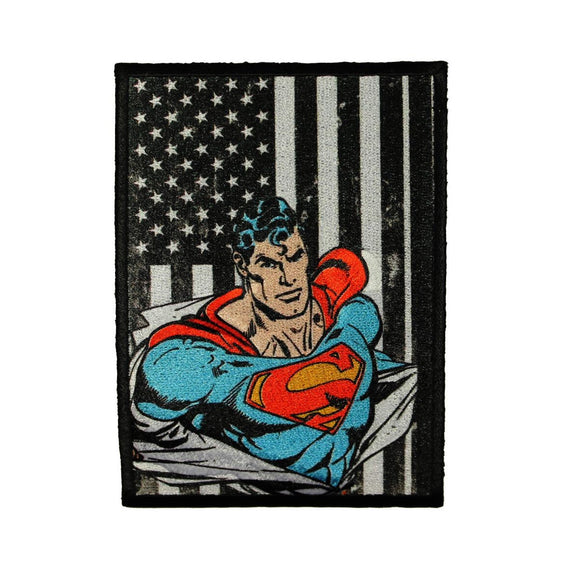 Superman American Flag Patch DC Comic Superhero Man of Steel Iron On Applique