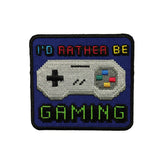 I'd Rather Be Gaming Patch Controller Gamer Sign Embroidered Iron On Applique
