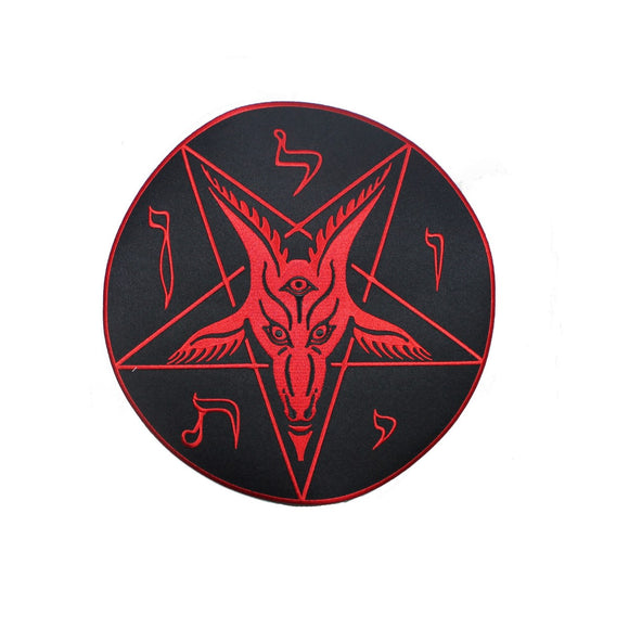Satanic Circle XL Patch Baphomet Goat Head Voodoo Embroidered Iron On Applique