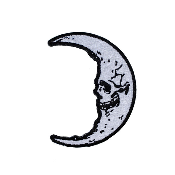 Skull Crescent Moon Patch Kreepsville Freaky Scary Embroidered Iron On Applique