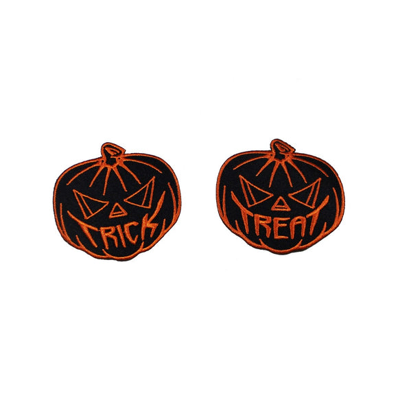 Set of 2 Trick Or Treat Pumpkin Patches Kreepsville Halloween Iron On Applique