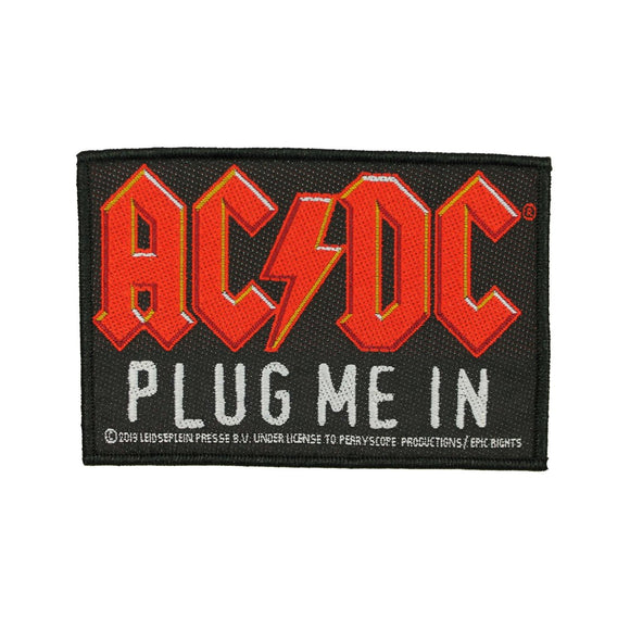 AC/DC Plug Me In Patch Video Album Band Song Woven Sew On Applique