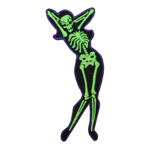 Sexy Arms Up Pose Skeleton Girl Chick Lady Kreepsville Embroidered Iron On Patch