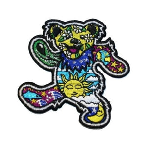 Grateful Dead Bear Patch by Dan Morris Dancing Hippie Embroidered Iron On Applique