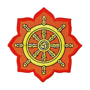Dharmachakra Dharma Wheel Patch Buddhist Symbol Art Decoration Iron-On Applique