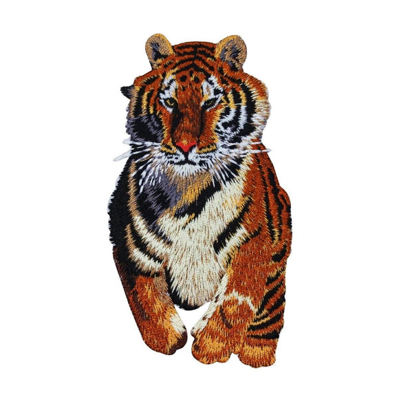 Majestic Running Tiger Patch Big Cat Zoo Animal Embroidered Iron On Applique