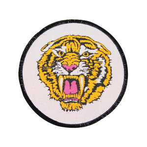 Snarling Tiger Patch Wild Animal Fierce Jungle Cat Mascot Woven Sew-On Applique