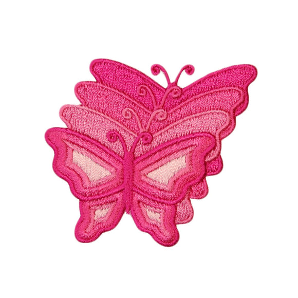 Pink Butterfly Series Patch Pretty Garden Insect Embroidered Iron On Applique