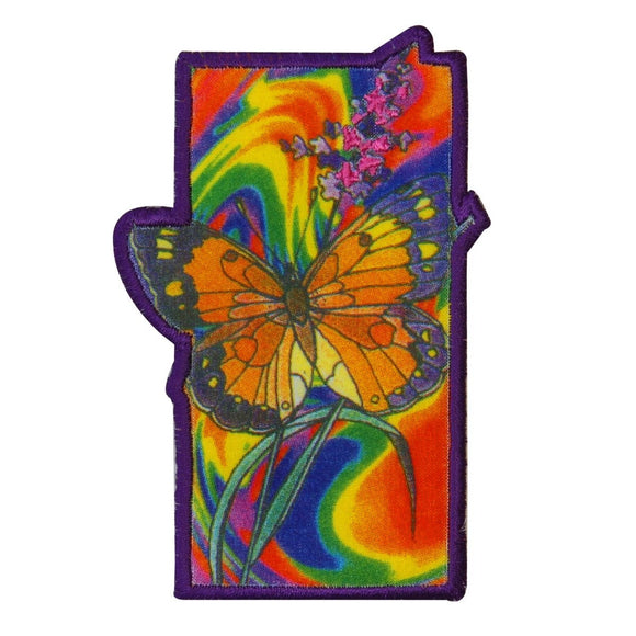 Monarch Butterfly Tie Dye Patch Psychedelic Hippie Embroidered Iron On Applique