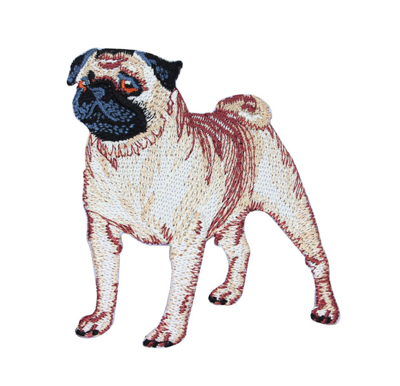 Pug Dog Standing Patch Puppy Pet Cute Canine Embroidered Iron On Applique