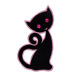 Mischievous Black Cat Patch Jewel Eyes Kitten Girls Embroidered Iron On Applique