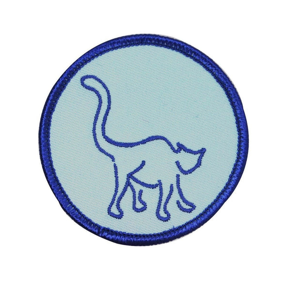 Blue Cat Silhouette Badge Patch Feline Pet Animal Embroidered Iron On Applique