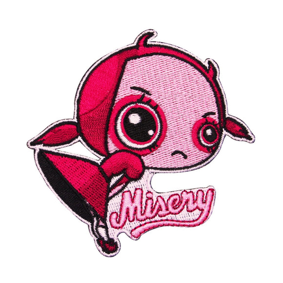 Misery Bottoms Up Girl Patch Pink Dress Crazy Eyes Embroidered Iron On Applique