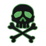 Kreepsville Skull & Crossbones Green on Black Patch Apparel Iron-On Applique