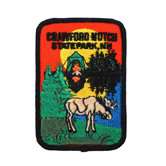 Crawford Notch State Park Patch Travel Badge Moose Embroidered Iron On Applique