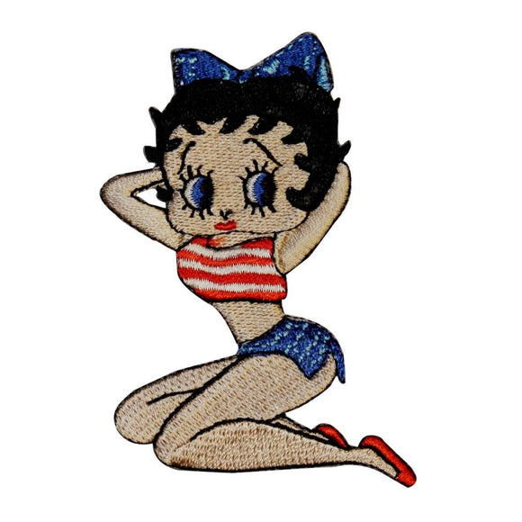 Betty Boop Red White And Blue Outfit Embroidered Iron On Applique Patch