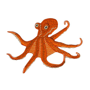 Orange Octopus Patch Cool Underwater Ocean Animal Craft Apparel Iron-On Applique