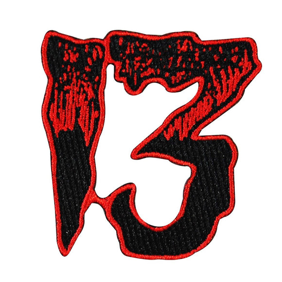 Number 13 Blood Red Patch Kreepsville Unlucky Thirteen Craft Iron On Applique