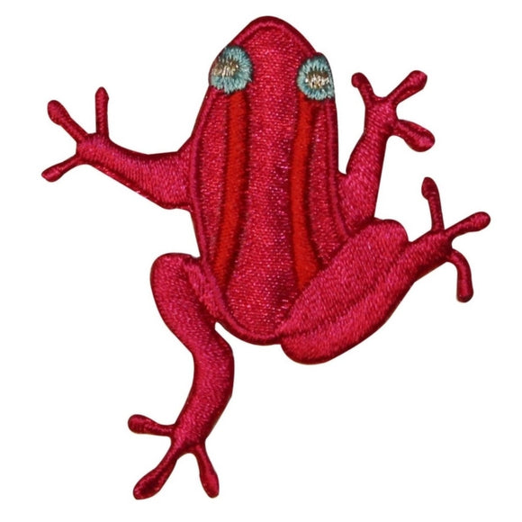 ID 0009 Red Frog Patch Blue Eyes Climbing Embroidered Iron On Badge Applique