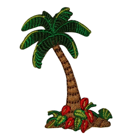 ID 0011 Palm Tree Falling Leaves Patch Beach Scene Embroidered Iron On Applique