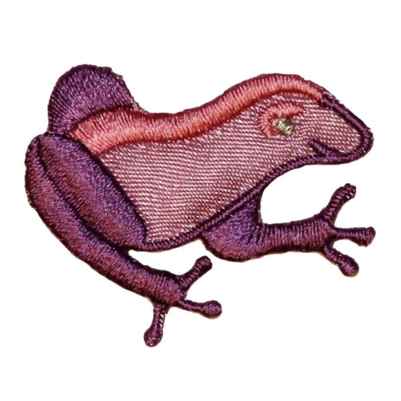 ID 0012 Purple Pink Frog Patch Tri Colored Amphibian Sitting Iron On Applique