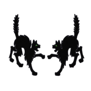 Set of 2 Black Cat Mirror Pair Patches Kreepsville Unlucky Omen Iron-On Applique