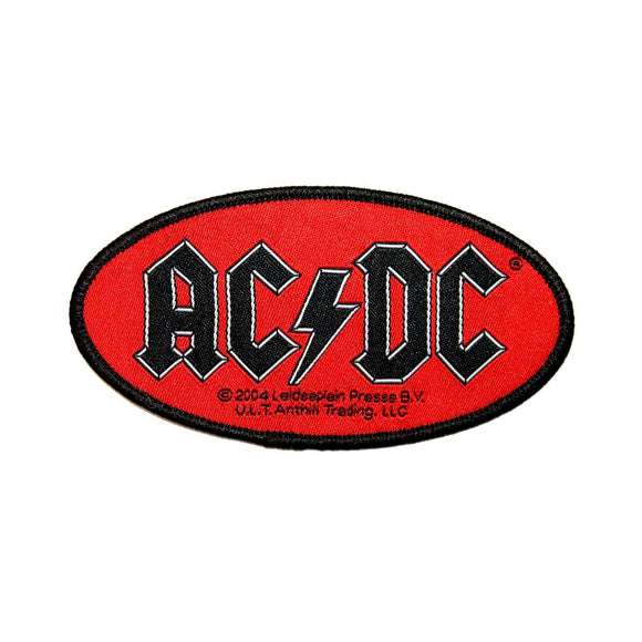 AC/DC ACDC Oval Name Logo Patch Hard Blues Rock and Roll Woven Sew On Applique