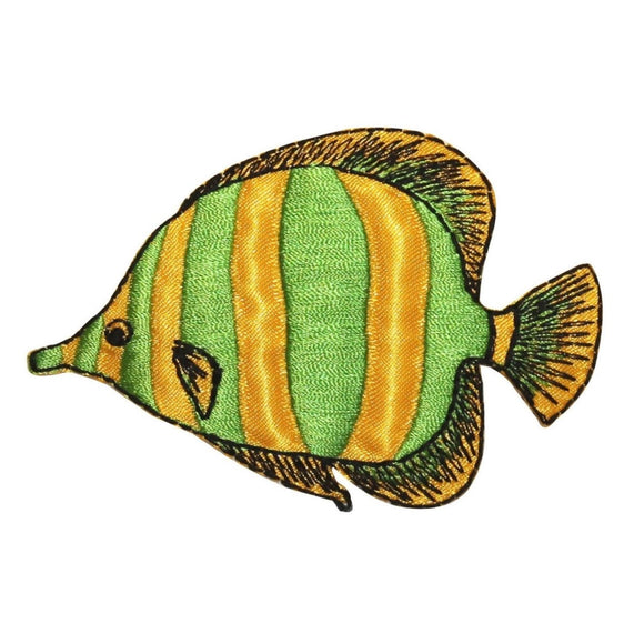 ID 0174 Tropical Fish Patch Ocean Stripes Swimming Embroidered Iron On Applique