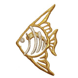ID 0189 Tropical Angel Fish Outline Patch Ocean Embroidered Iron On Applique