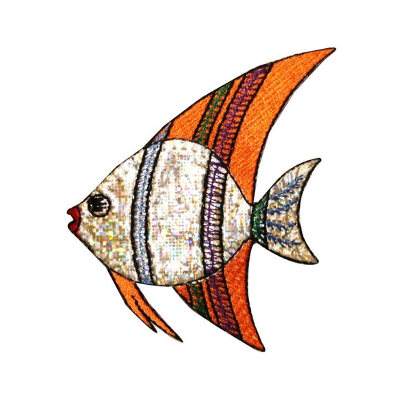 ID 0204 Tropical Angel Fish Patch Shiny Reflective Fresh Water Iron On Applique