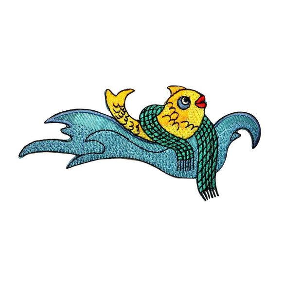 ID 0239 Smiling Fish Sweater Patch Waves Jump Ocean Embroidered Iron On Applique