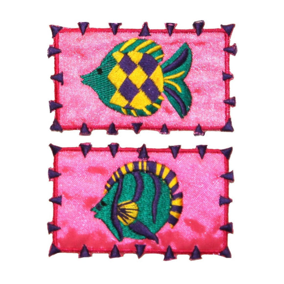 ID 0279AB Set of 2 Tropical Fish Patch Exotic Ocean Embroidered Iron On Applique