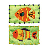 ID 0280AB Set of 2 Tropical Fish Patch Sea Life Embroidered Iron On Applique