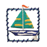 ID 0283Y Sail Boat Picture Frame Patch Nautical Embroidered Iron On Applique