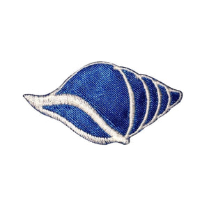 ID 0329 Blue Conch Shell Patch Ocean Seashell Crab Embroidered Iron On Applique