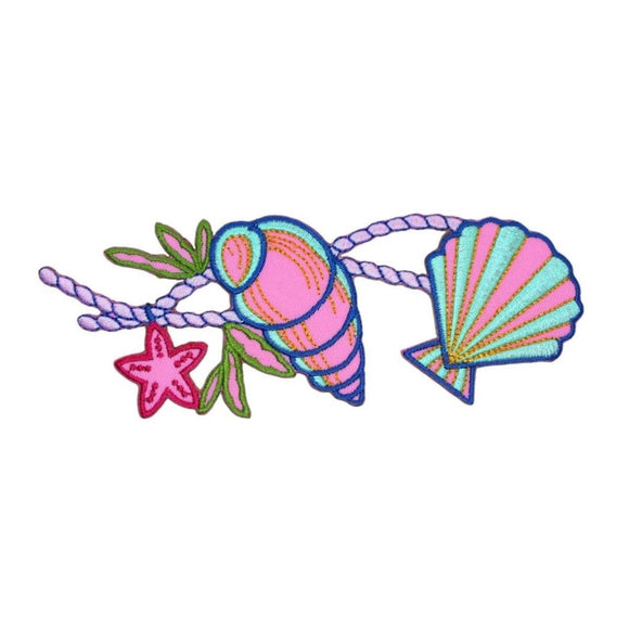 ID 0332 Tropical Beach Theme Rope Patch Seashell Embroidered Iron On Applique