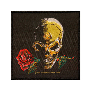 Alchemist Skull & Rose Skeleton Head Alchemy Carta Woven Sew On Applique Patch