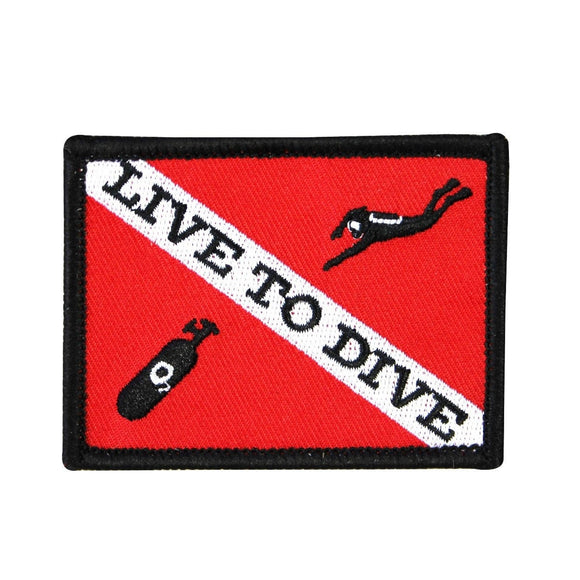 Live to Dive Patch Scuba Hobby Sport Recreation Embroidered Iron On Applique