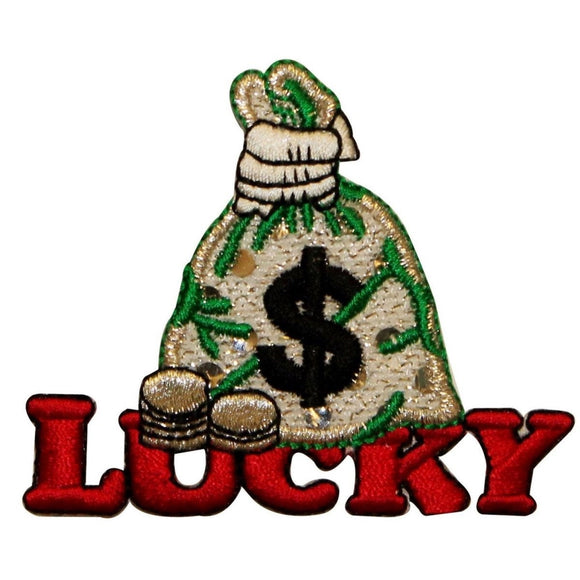 ID 0053 Lucky Money Bag Patch Casino Gamble Jackpot Embroidered Iron On Applique