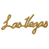 ID 0072B Las Vegas Patch Script Gold Words Travel Embroidered Iron On Applique