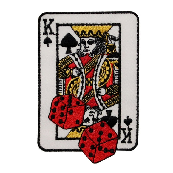 ID 0093 King Of Spades Patch Dice Card Gamble Casino Poker Hand Iron On Applique