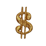 ID 0076A Larger Gold Dollar Sign Patch Money Emblem Embroidered Iron On Applique