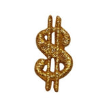 ID 0076B Smaller Gold Dollar Sign Patch Money Emblem Embroidered IronOn Applique